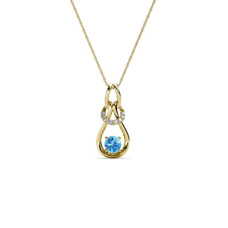 Neoma Blue Topaz and Diamond Love Knot Slider Pendant 