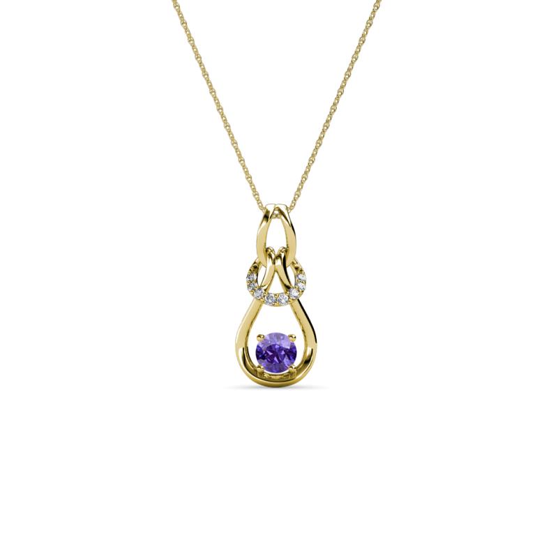 Neoma Iolite and Diamond Love Knot Slider Pendant 