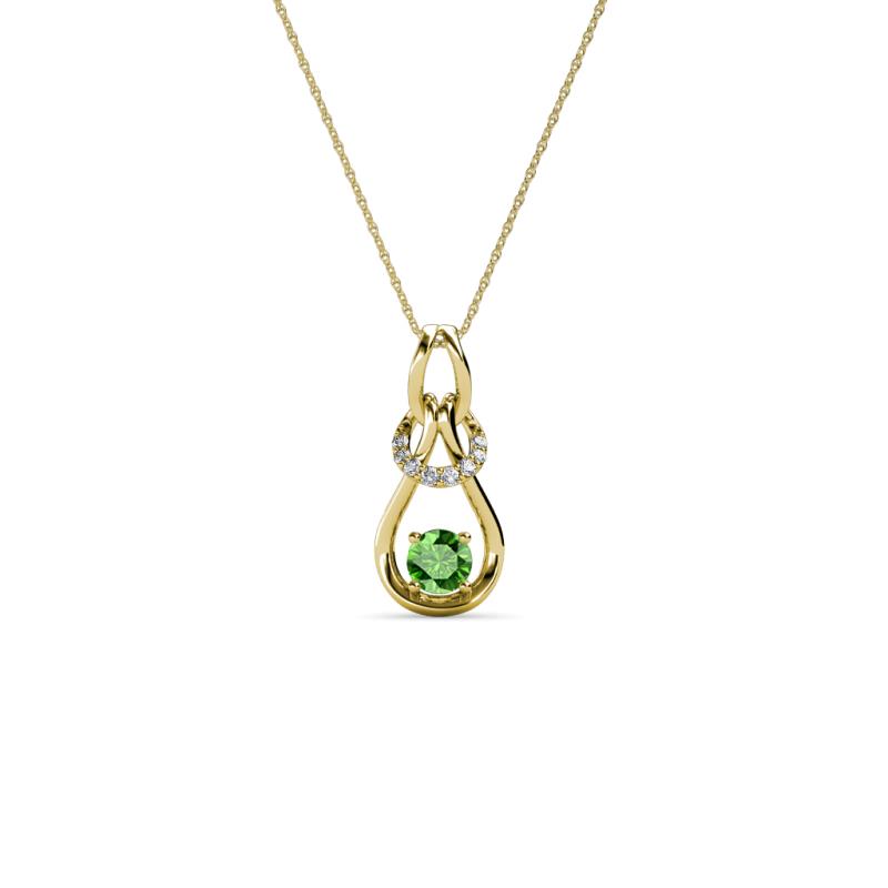 Neoma Green Garnet and Diamond Love Knot Slider Pendant 