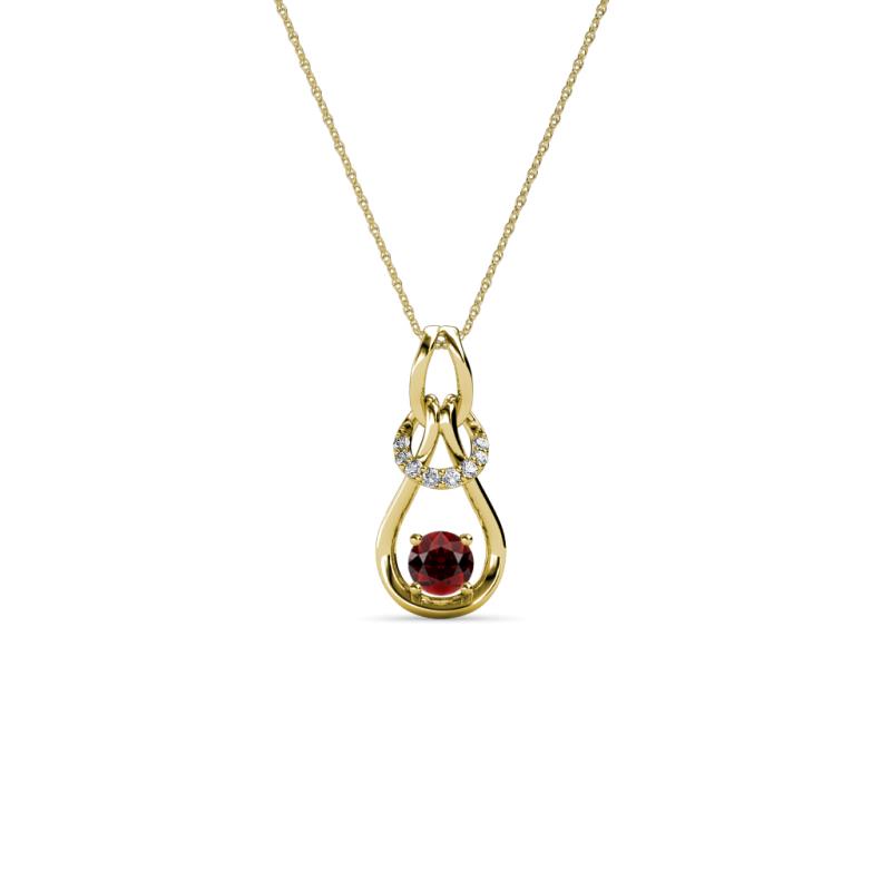 Neoma Red Garnet and Diamond Love Knot Slider Pendant 