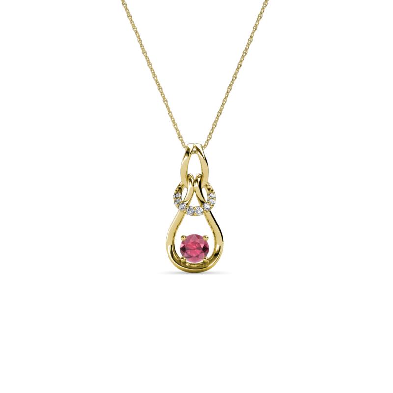 Neoma Rhodolite Garnet and Diamond Love Knot Slider Pendant 