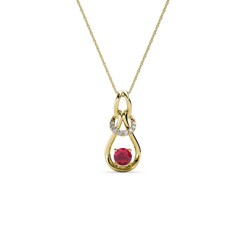 Neoma Ruby and Diamond Love Knot Slider Pendant 
