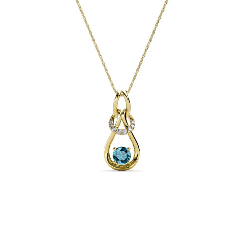 Neoma London Blue Topaz and Diamond Love Knot Slider Pendant 