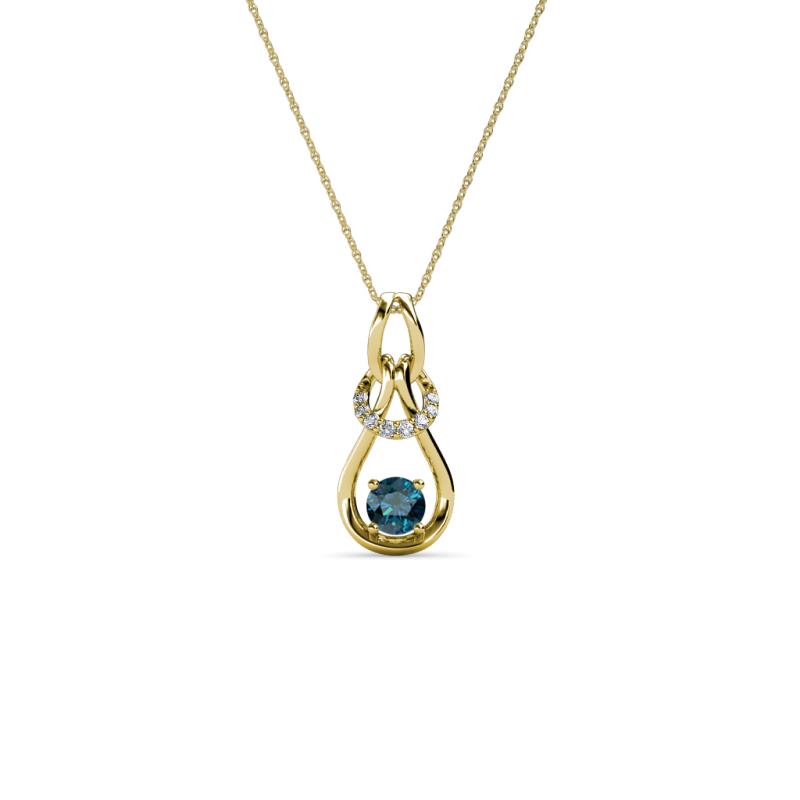 Neoma Blue and White Diamond Love Knot Slider Pendant 