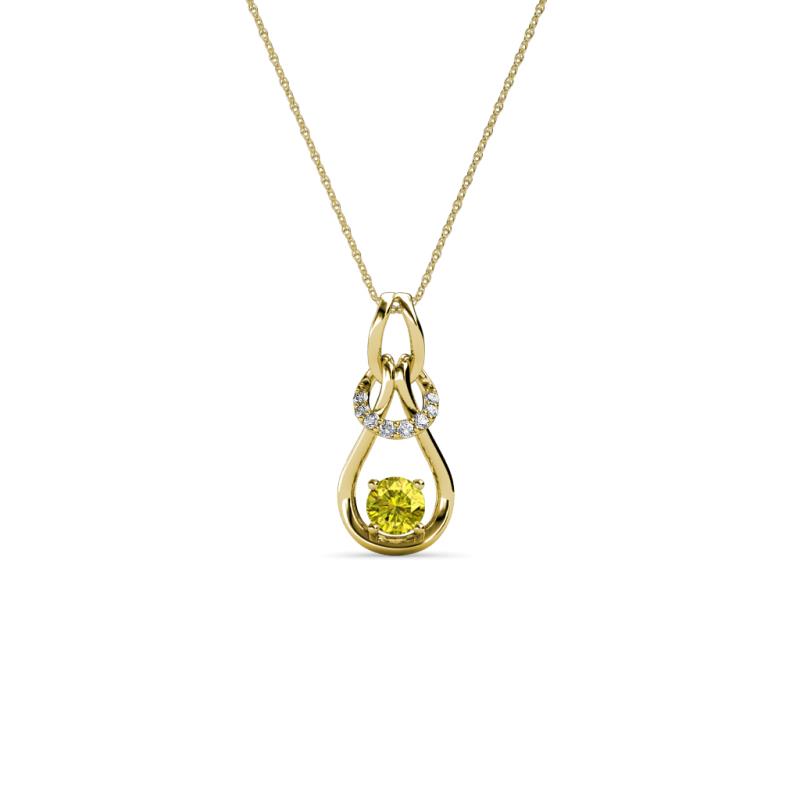 Neoma Yellow and White Diamond Love Knot Slider Pendant 