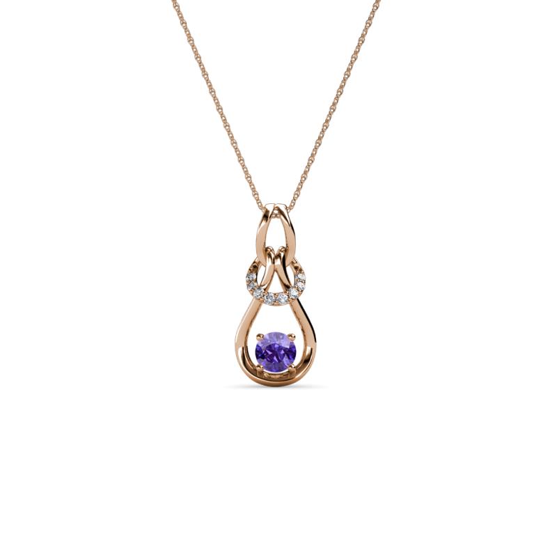 Neoma Iolite and Diamond Love Knot Slider Pendant 