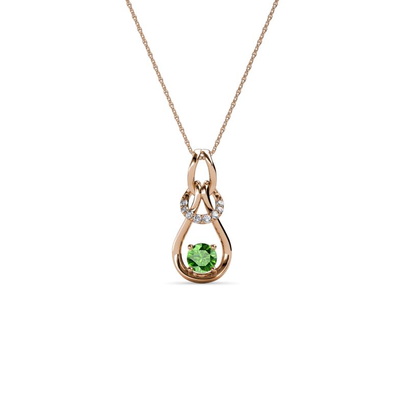 Neoma Green Garnet and Diamond Love Knot Slider Pendant 