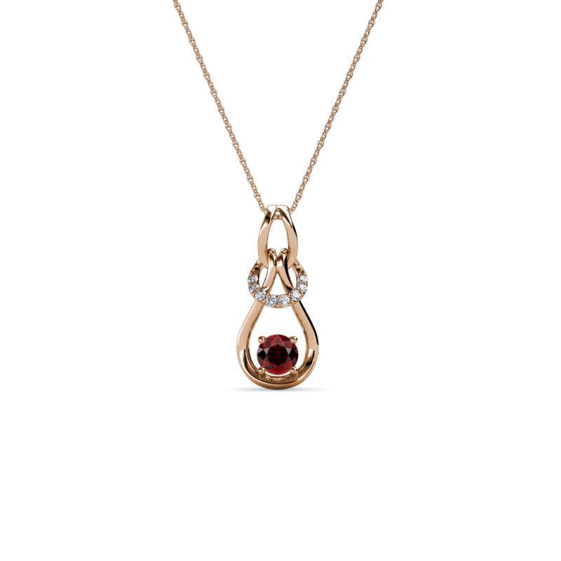 Neoma Red Garnet and Diamond Love Knot Slider Pendant 