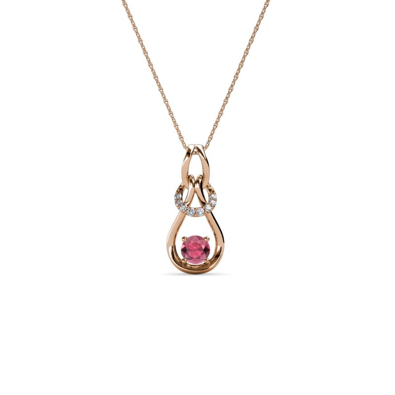 Neoma Rhodolite Garnet and Diamond Love Knot Slider Pendant 