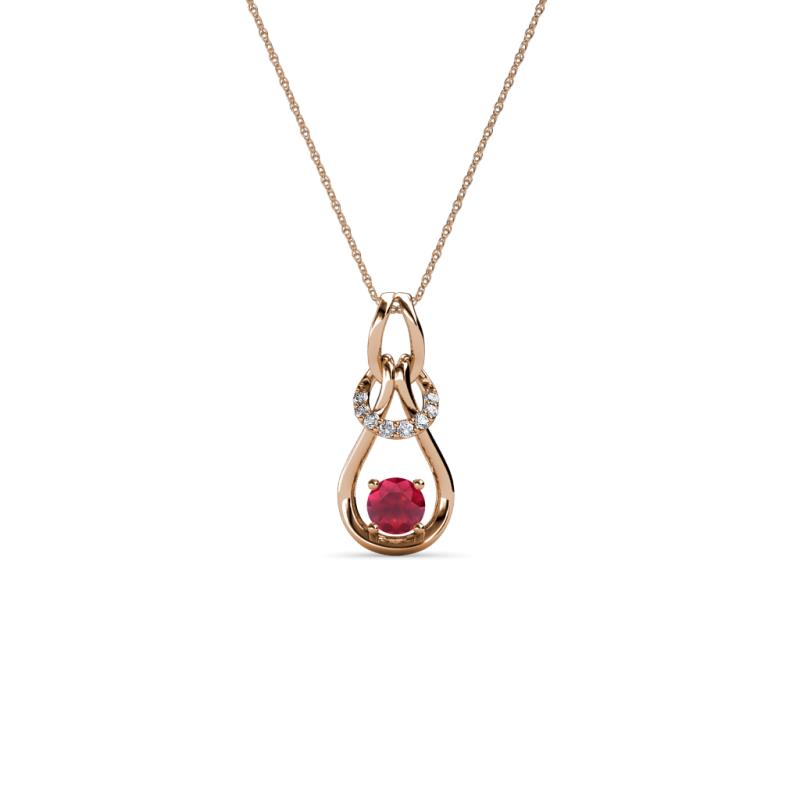 Neoma Ruby and Diamond Love Knot Slider Pendant 