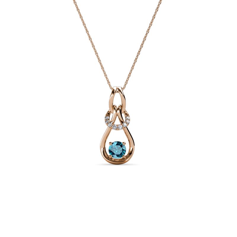 Neoma London Blue Topaz and Diamond Love Knot Slider Pendant 