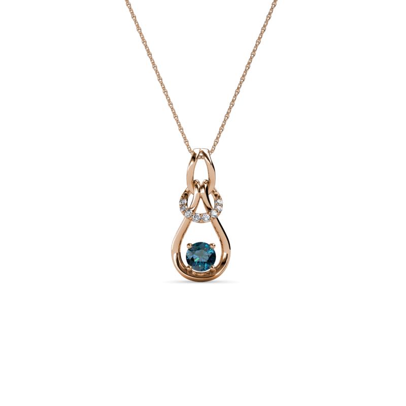 Neoma Blue and White Diamond Love Knot Slider Pendant 