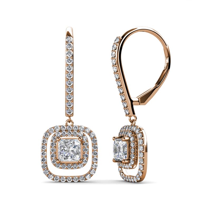 Turia Diamond Double Halo Dangling Earrings 