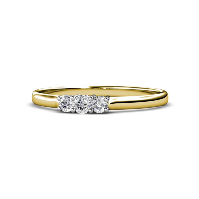 Nicole Round AGS Certified Diamond Three Stone Engagement Ring - Round AGS Certified Diamond Three Stone Engagement Ring 1/4 ctw 14K Yellow Gold