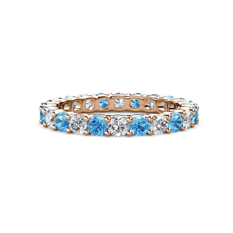 Joyce 3.40 mm Blue Topaz and Diamond Eternity Band 