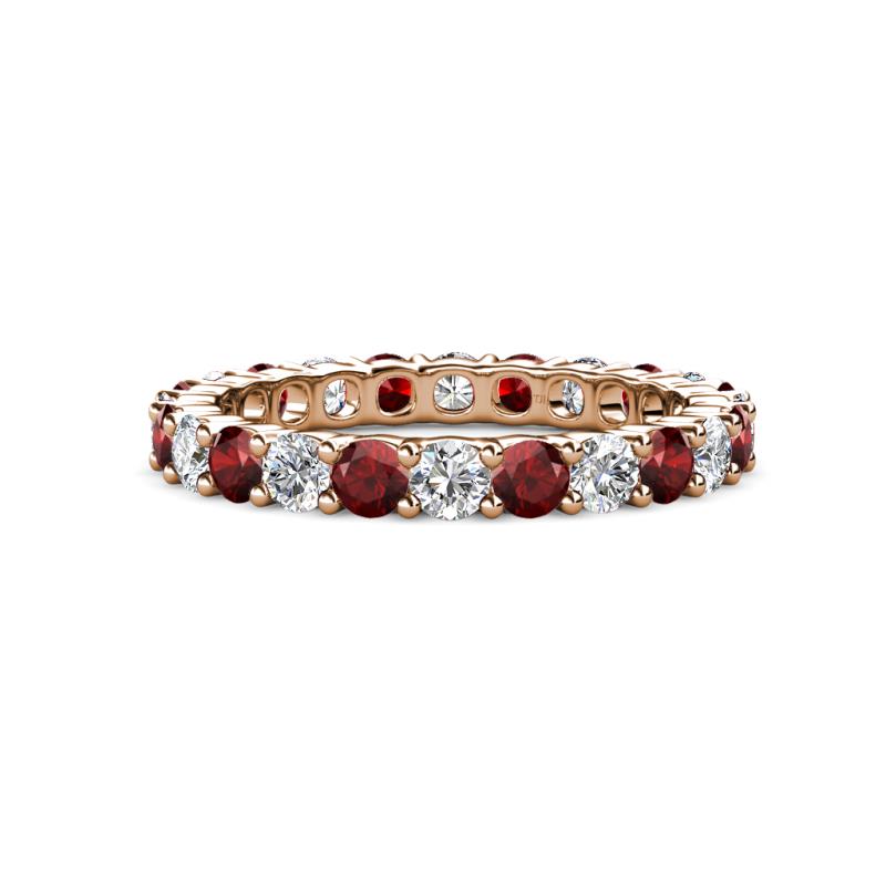 Joyce 3.40 mm Red Garnet and Diamond Eternity Band 