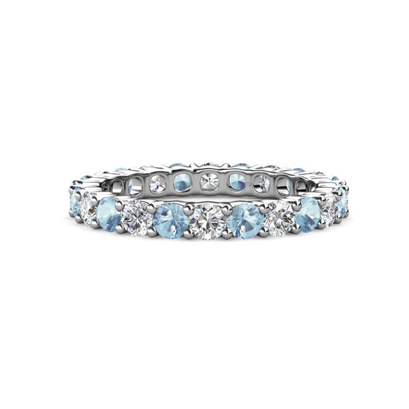 Joyce 3.40 mm Aquamarine and Diamond Eternity Band 