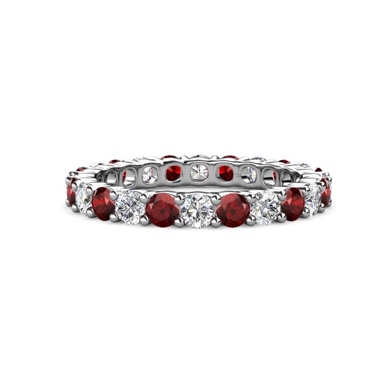 Joyce 3.40 mm Red Garnet and Diamond Eternity Band 