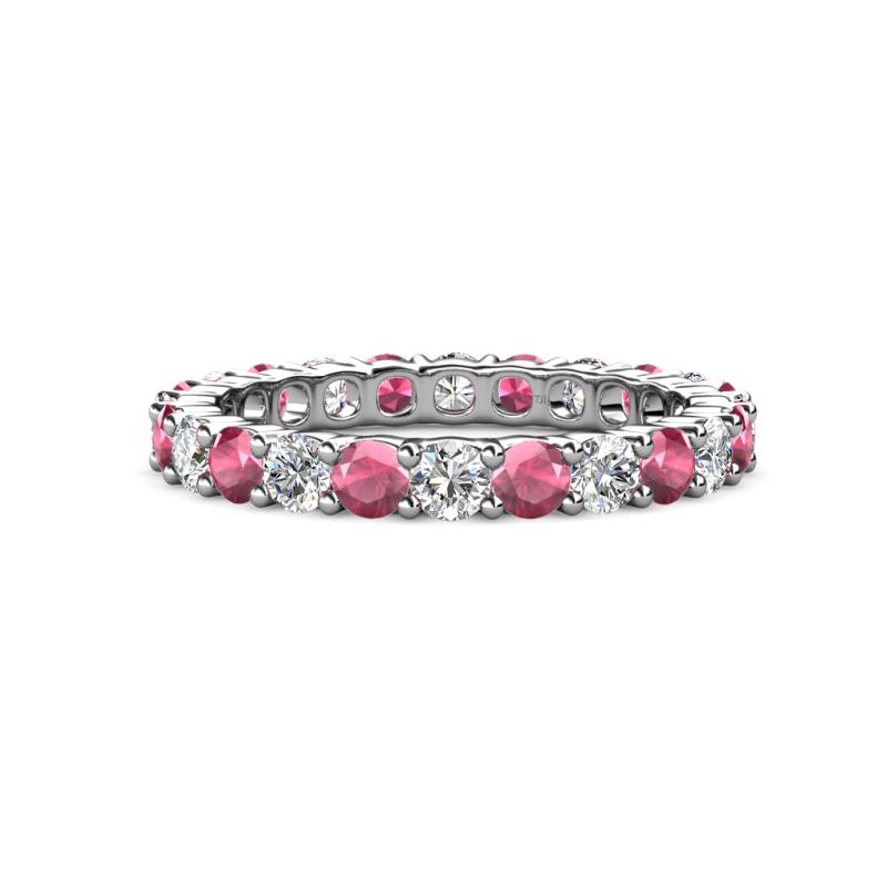Joyce 3.40 mm Rhodolite Garnet and Diamond Eternity Band 