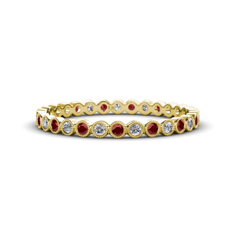 Arria 2.00 mm Red Garnet and Lab Grown Diamond Eternity Band 