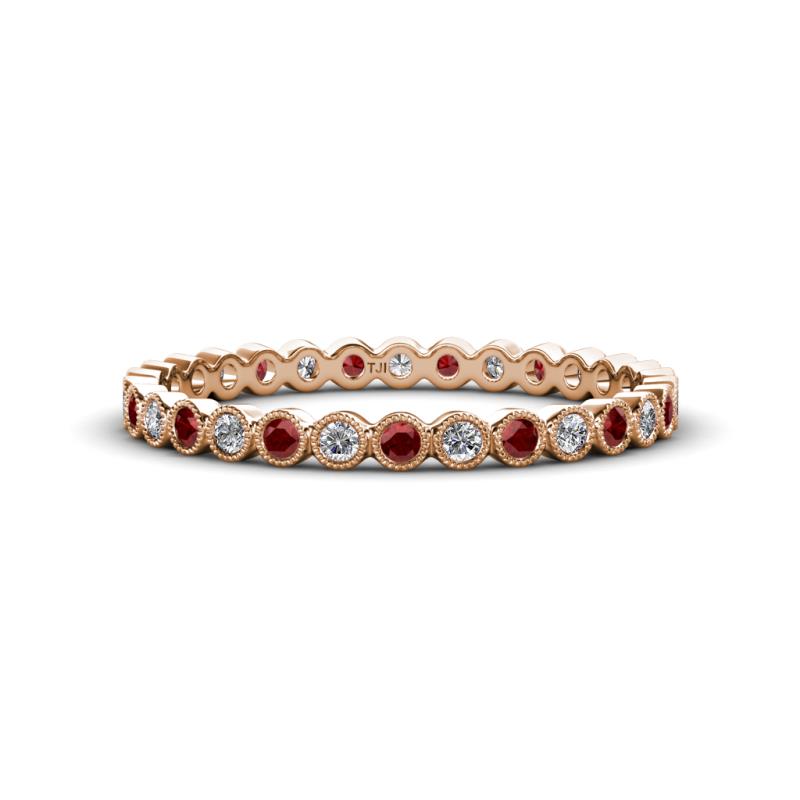 Arria 2.00 mm Red Garnet and Lab Grown Diamond Eternity Band 