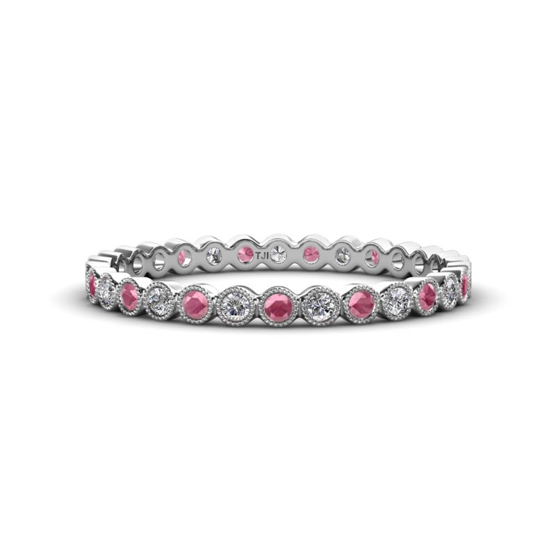 Arria 2.00 mm Rhodolite Garnet and Lab Grown Diamond Eternity Band 