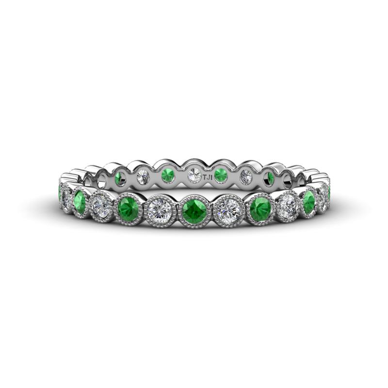Arria 2.40 mm Green Garnet and Lab Grown Diamond Eternity Band 