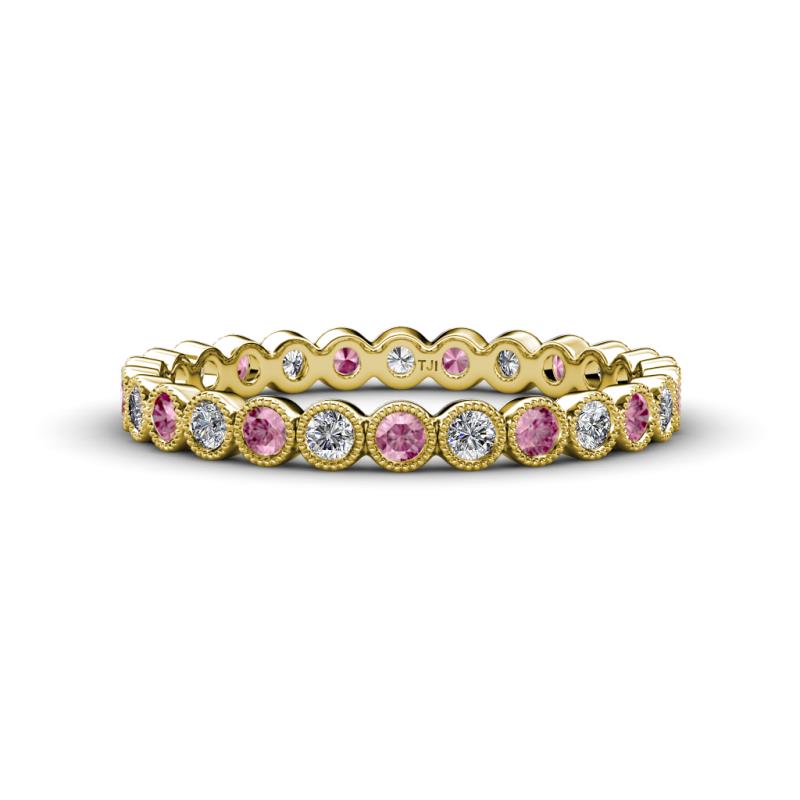 Arria 2.40 mm Pink Tourmaline and Lab Grown Diamond Eternity Band 