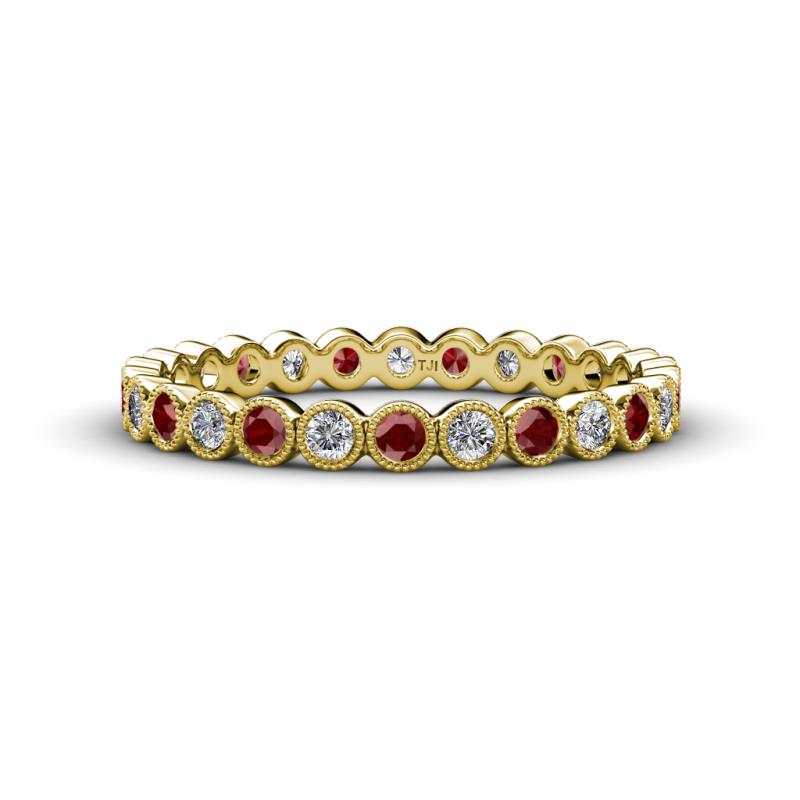 Arria 2.40 mm Red Garnet and Lab Grown Diamond Eternity Band 