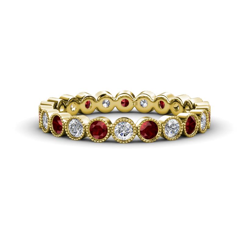 Arria 2.70 mm Red Garnet and Lab Grown Diamond Eternity Band 