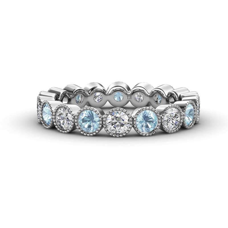Arria 3.00 mm Aquamarine and Lab Grown Diamond Eternity Band 