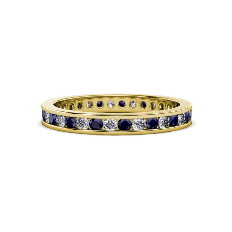 Celina 2.00 mm Round Blue Sapphire and Lab Grown Diamond Eternity Band 
