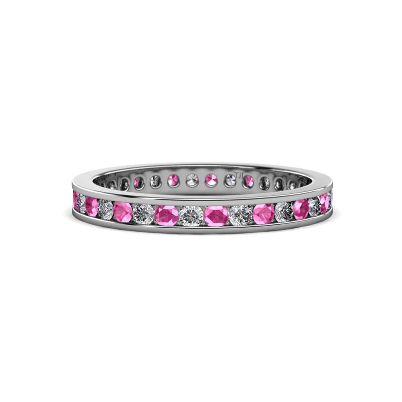 Celina 2.00 mm Round Pink Sapphire and Lab Grown Diamond Eternity Band 