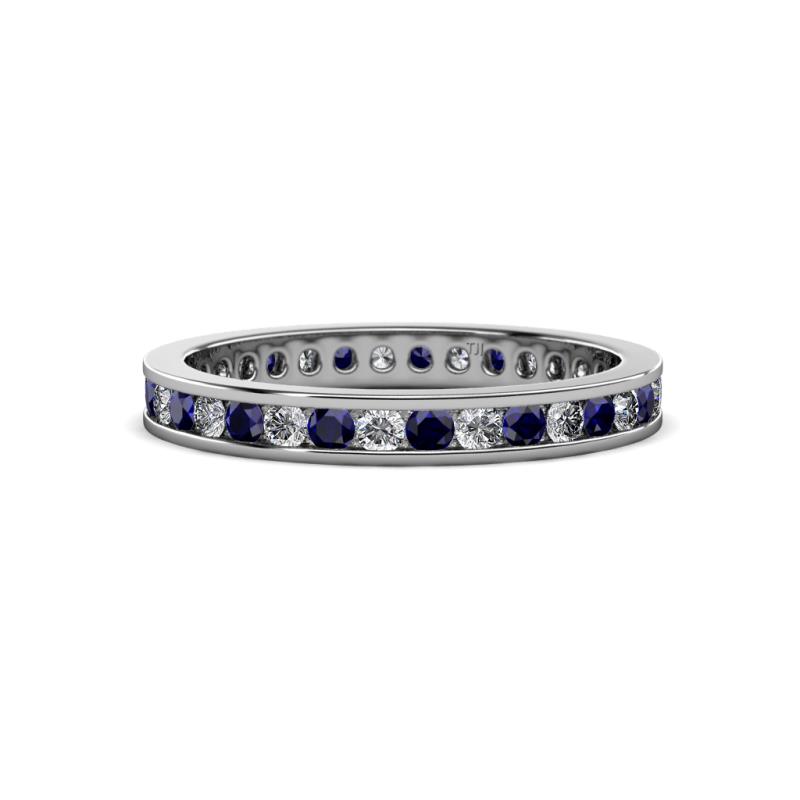 Celina 2.00 mm Round Blue Sapphire and Lab Grown Diamond Eternity Band 