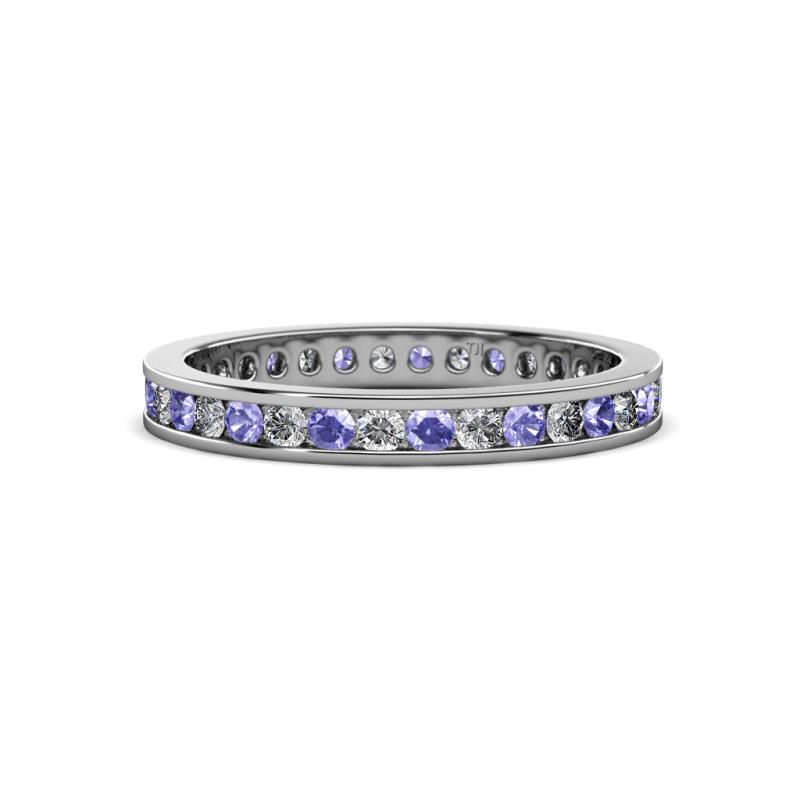 Celina 2.00 mm Round Tanzanite and Lab Grown Diamond Eternity Band 