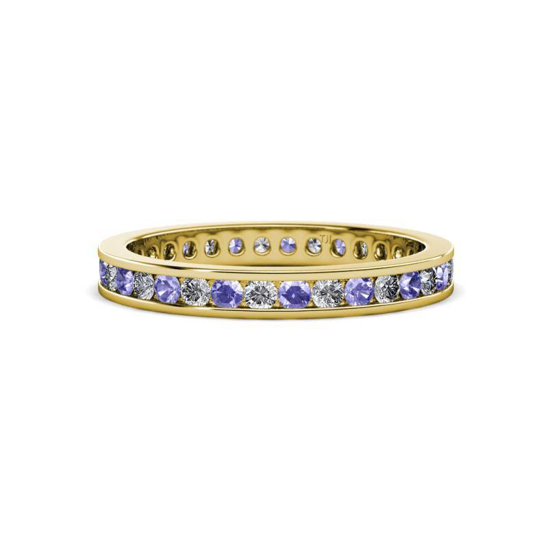 Celina 2.00 mm Round Tanzanite and Lab Grown Diamond Eternity Band 