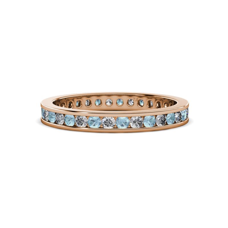 Celina 2.00 mm Round Aquamarine and Lab Grown Diamond Eternity Band 