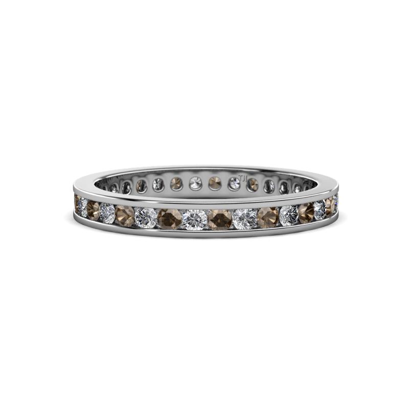 Celina 2.00 mm Round Smoky Quartz and Lab Grown Diamond Eternity Band 