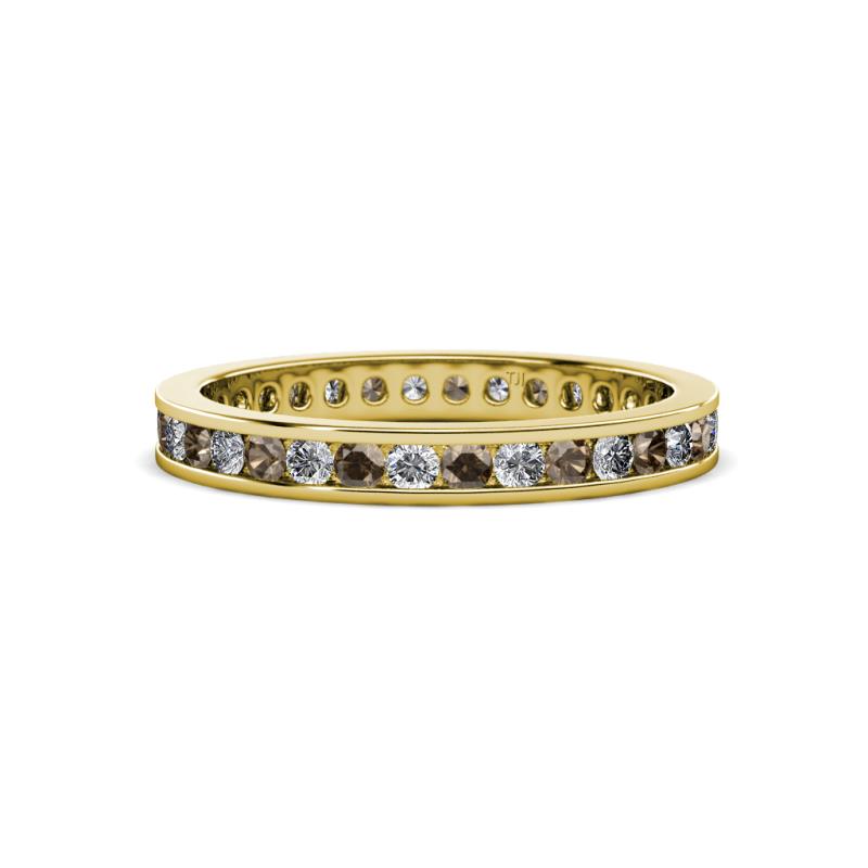 Celina 2.00 mm Round Smoky Quartz and Lab Grown Diamond Eternity Band 