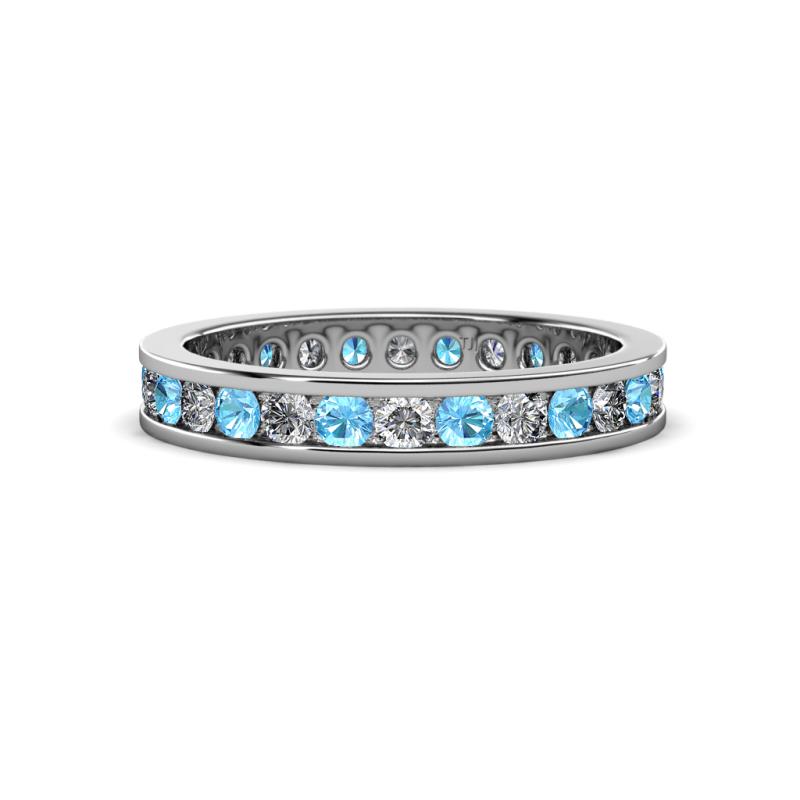 Celina 2.40 mm Round Blue Topaz and Lab Grown Diamond Eternity Band 