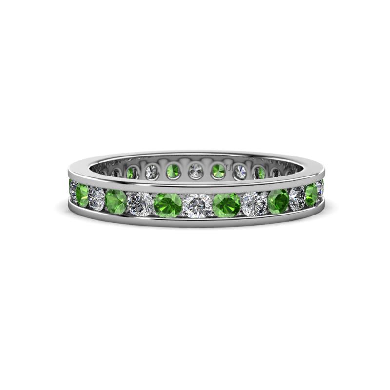 Celina 2.40 mm Round Green Garnet and Lab Grown Diamond Eternity Band 