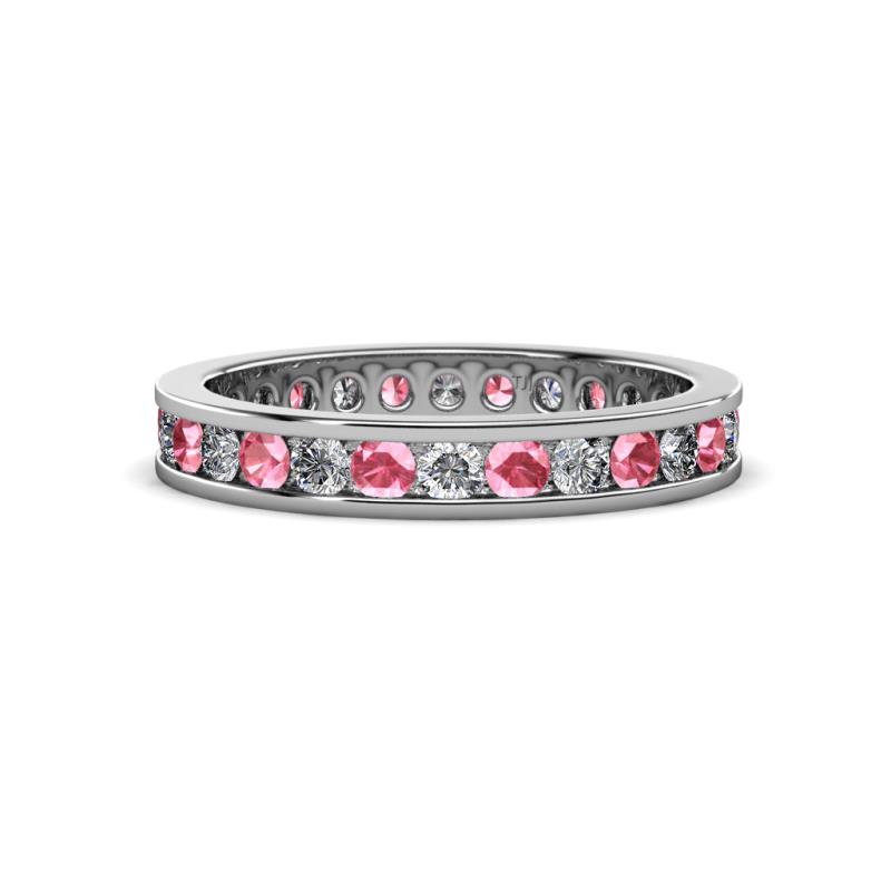 Celina 2.40 mm Round Pink Tourmaline and Lab Grown Diamond Eternity Band 