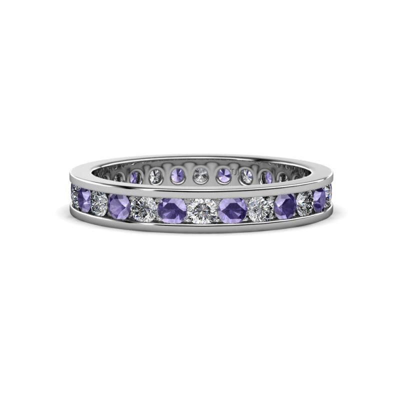 Celina 2.40 mm Round Iolite and Lab Grown Diamond Eternity Band 