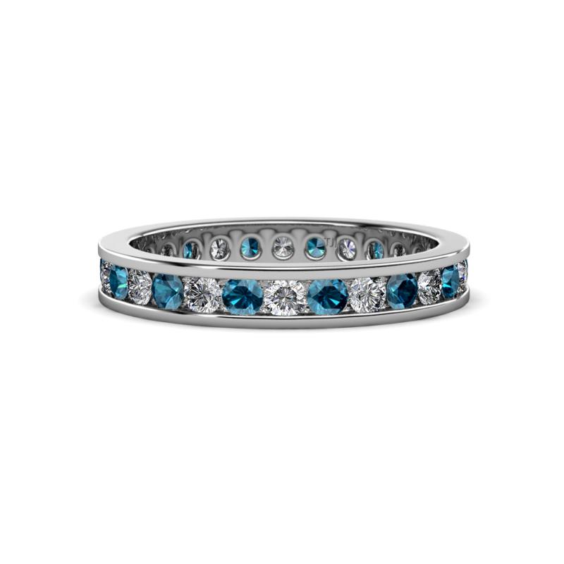 Celina 2.40 mm Round Blue Diamond and White Lab Grown Diamond Eternity Band 