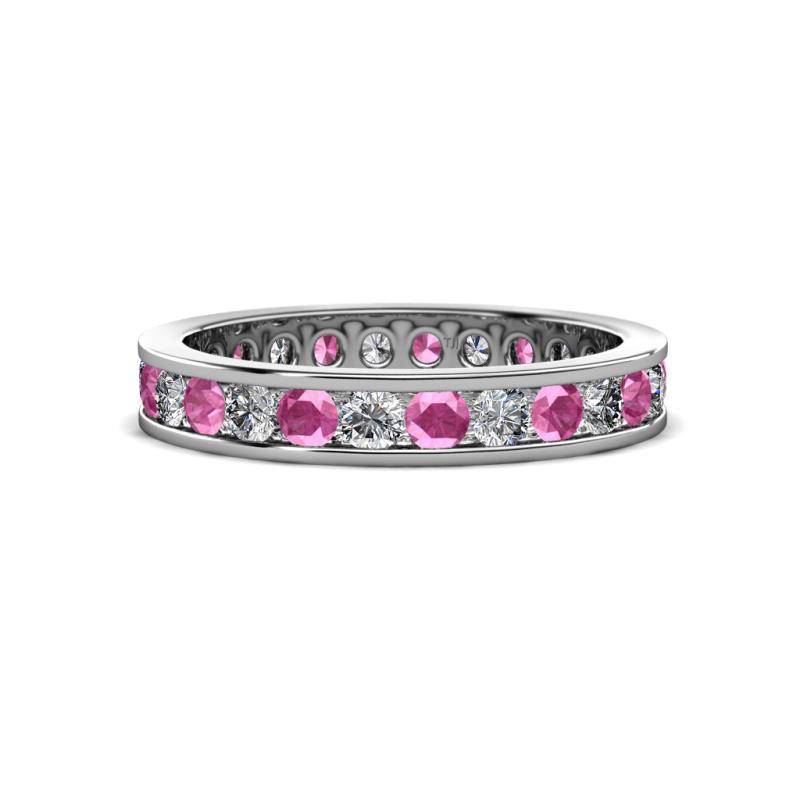 Celina 2.70 mm Round Pink Sapphire and Lab Grown Diamond Eternity Band 