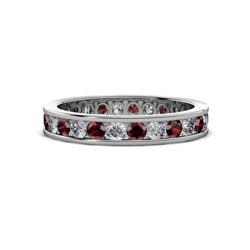 Celina 2.70 mm Round Red Garnet and Lab Grown Diamond Eternity Band 
