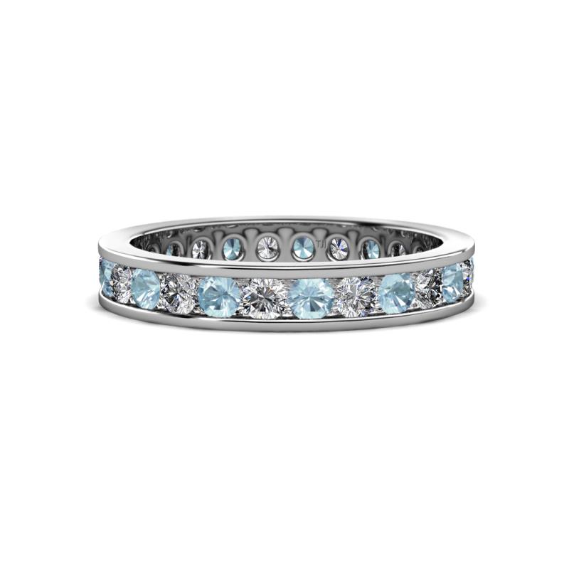 Celina 2.70 mm Round Aquamarine and Lab Grown Diamond Eternity Band 