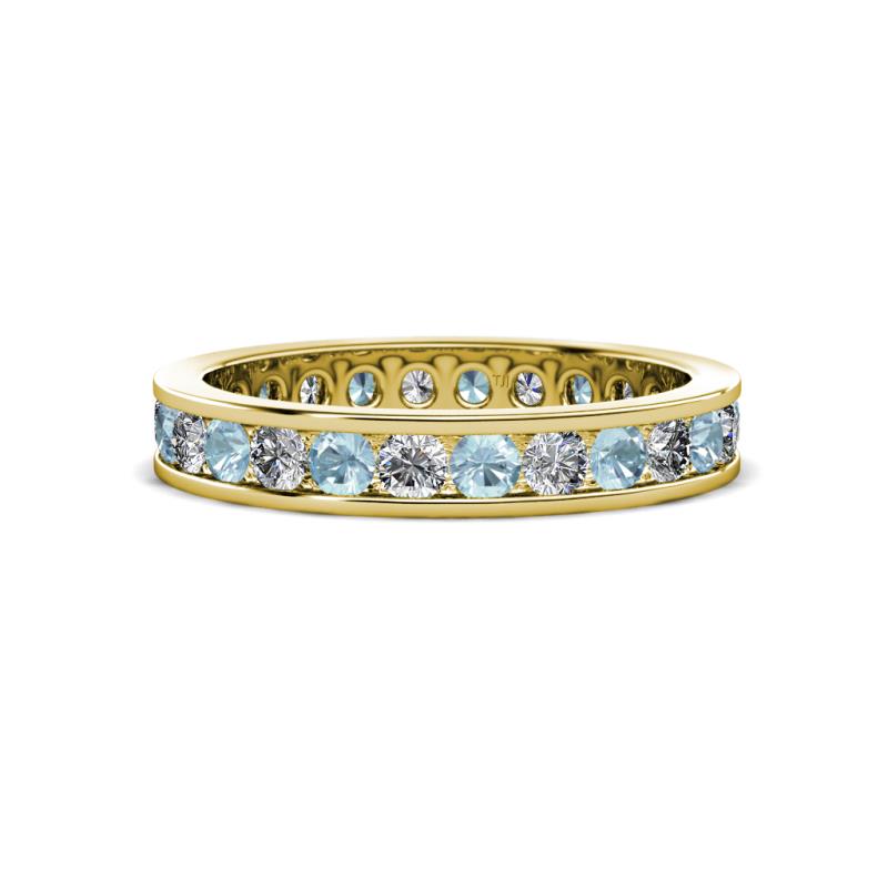 Celina 2.70 mm Round Aquamarine and Lab Grown Diamond Eternity Band 