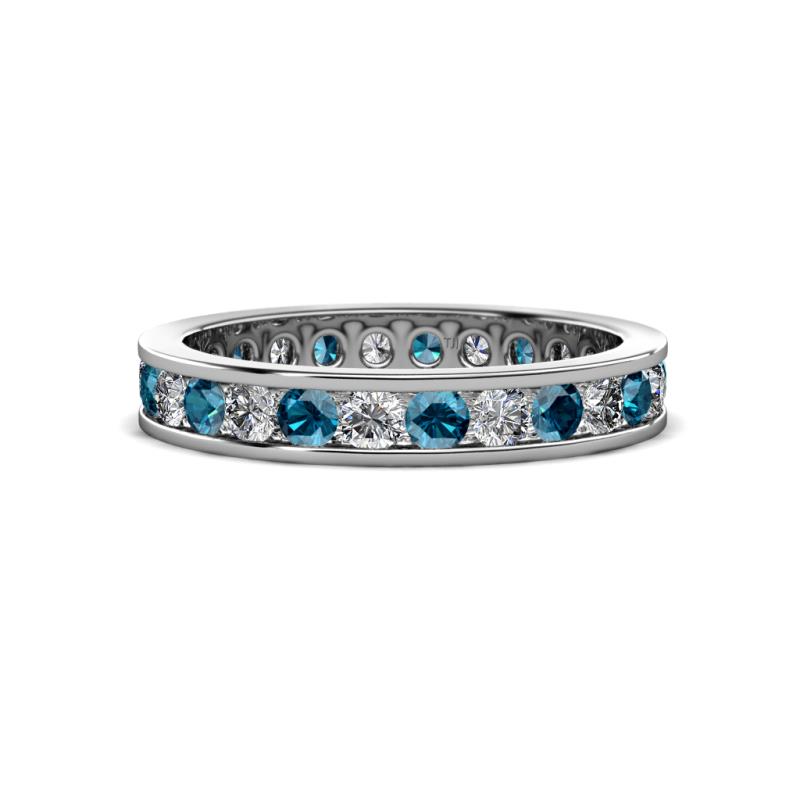 Celina 2.70 mm Round Blue Diamond and White Lab Grown Diamond Eternity Band 