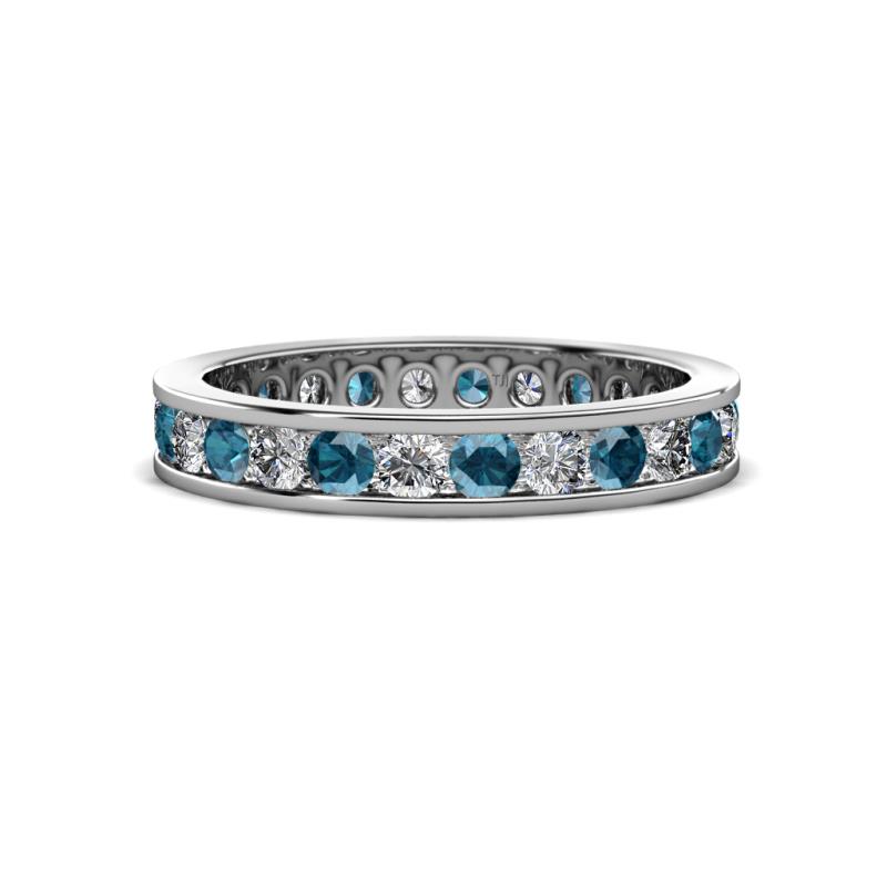Celina 2.70 mm Round London Blue Topaz and Lab Grown Diamond Eternity Band 